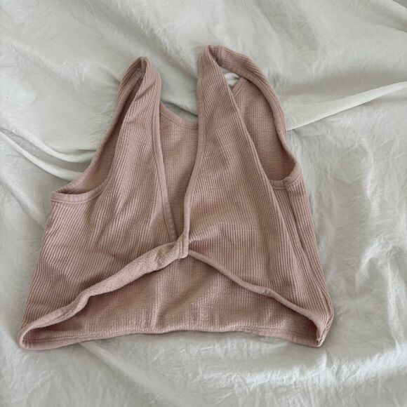 NIKI BIKI Twist Open Back High Neck Women's Light One Size Peach Pink Crop-Top - Picture 2 of 2